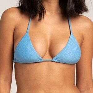 🅽🅴🆆 RSQ metallic blue sparkly triangle bikini top, size Large
